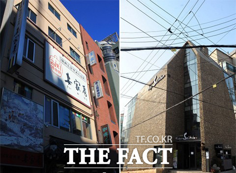 ▲ 오지선의 아버지가 운영하고 있는 도쿄 처가방 본점(왼쪽)과 오지선씨가 총괄이사를 맡고 있는 서울 청담동의 레스토랑. / 도쿄=이일하 기자, 이효균 기자