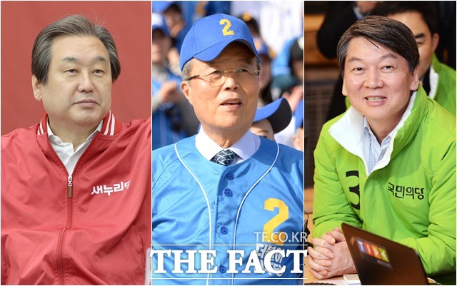 4·13 총선의 공식 선거운동 기간 첫날인 31일 0시를 기해 김무성 새누리당 대표, 김종인 더불어민주당 비상대책위원회 대표, 안철수 국민의당 공동 상임대표 등 여야 지도부는 서울 일대를 돌며 유권자들의 지지를 호소한다(왼쪽부터)./더팩트DB