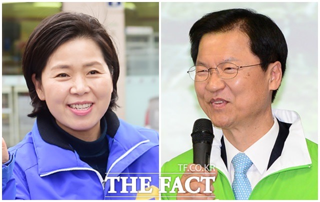 20대 국회의원 총선거 광주지역에서 최대 격전지로 꼽히는 서구을은 고졸신화 양향자(49·왼쪽) 더불어민주당 후보와 정치거물 천정배(61) 후보가 맞붙는다. 사진은 기호 순./광주=배정한 기자