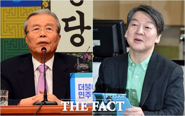 김종인 더불어민주당 비상대책위원회 대표와 안철수 국민의당 상임 공동대표는 4일 야권 후보 단일화 무산에 대해 서로에게 책임을 돌렸다(왼쪽부터)./더팩트DB