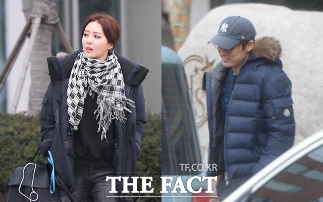 김소영(왼쪽)♥오상진 데이트 현장 포착. 이날 두 사람은 무채색 계열의 옷을 입었다. /문병희 기자