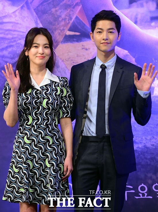 태양의 후예에서 케미를 발산하고 있는 송송 커플. 두 사람은 최근 홍콩 프로모션에 참여했다. /이새롬 기자