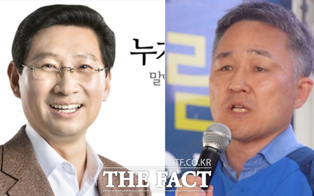 13일 진행한 제20대 국회의원 총선거 KBS·MBC·SBS 방송 3사 출구조사에서 경기 용인정은 표창원(오른쪽) 더불어민주당 후보가 50.6%를 기록해 39.5를 얻은 이상일 새누리당 후보를 11.1%p 차이로 앞섰다./더팩트DB