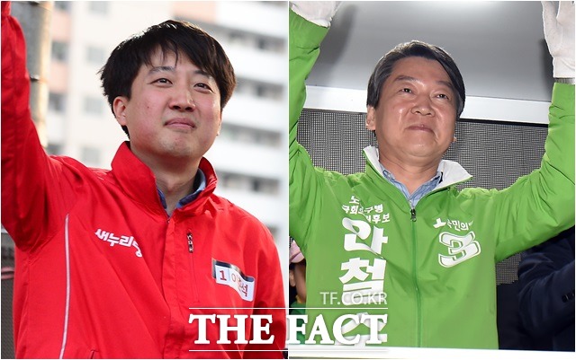 13일 진행한 제20대 국회의원 총선거 KBS·MBC·SBS 방송 3사 출구조사에서 서울 노원병은 안철수(오른쪽) 국민의당 후보가 50.6%를 얻어 이준석 새누리당 후보를 18.4%p 차이로 앞섰다.