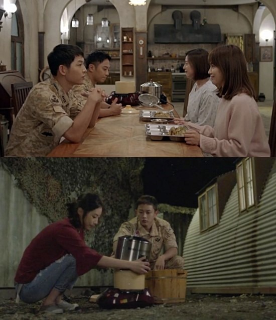 죽지 않고 한국까지 쫓아온 중탕기. 태후의 과도한 PPL은 시청자들의 몰입을 방해했다는 평을 받았다. /KBS2 태양의 후예 방송 캡처