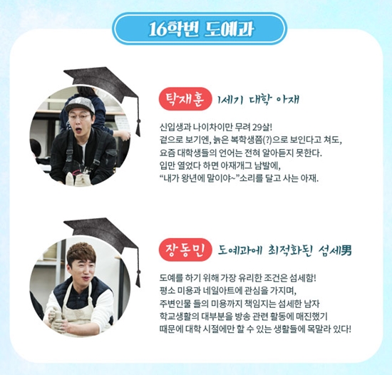 대학생으로 돌아간 탁재훈과 장동민. 두 사람은 단국대학교 도예과에서 캠퍼스 라이프를 그려낸다. /채널A 오늘부터 대학생 공식 홈페이지