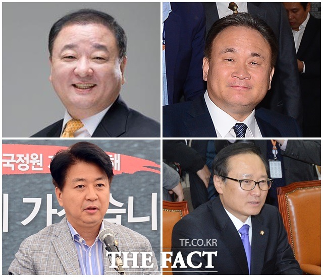 20대 국회 더불어민주당 원내대표 자리를 두고 3선과 4선 의원의 경쟁이 치열하다. 4선 강창일, 이상민, 3선 홍영표 의원은 곧 경선 후보 등록할 예정이다. 사진은 강창일, 이상민, 홍영표, 노웅래 의원(왼쪽 위부터 시계방향)./더팩트 DB, 강창일 의원 페이스북 갈무리