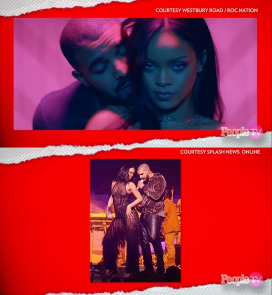 리한나♥드레이크. 영국 연예매체 피플이 5일 팝가수 리한나(오른쪽)와 드레이크가 열애 중이라고 보도했다. /영국 피플TV 캡처