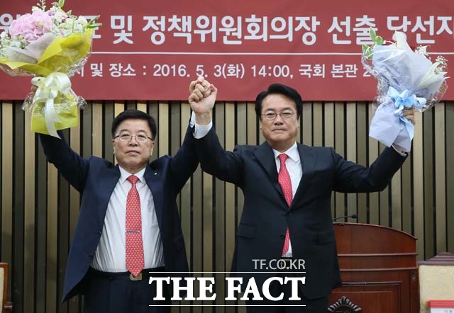 새누리당은 3일 정진석(오른쪽) 원내대표-김광림(왼쪽) 정책위의장을 선출했다./임영무 기자