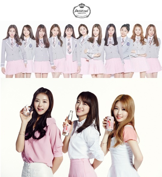 CJ제일제당과 하이트진로는 각각 자사 디저트 브랜드인 쁘띠첼과 젊은 여성 고객을 타깃으로 내놓은 복숭아 맛 탄산주 이슬톡톡의 바이럴 마케팅 모델로 프로젝트 그룹 아이오아이를 낙점하고 젊은 소비자층 공략에 나섰다. /CJ제일지당, 하이트진로 제공