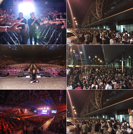 송중기 인기가 이정도지 말입니다. 배우 송중기가 태국에서 팬미팅을 열고 4000여 팬과 일일이 악수를 하는 팬서비스를 보였다. /블러썸엔터테인먼트 제공