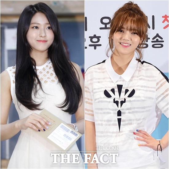 설현-지민 역사 인식 부재 논란. 걸그룹 AOA 멤버 설현(왼쪽)과 지민이 역사 퀴즈를 맞히다가 장난스러운 태도로 지적을 받았다. /이효균 기자, 배정한 기자