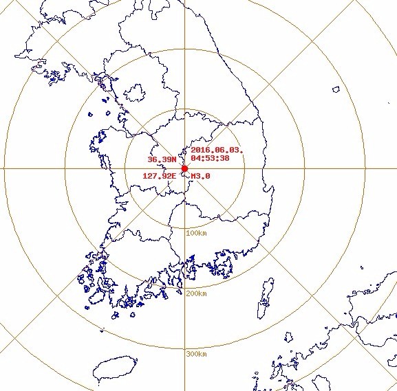 경상북도 상주에서 3일 오전 4시 53분께 상주시 서쪽 22km 지역에서 규모 3.0의 지진이 발생했다. /기상청 제공