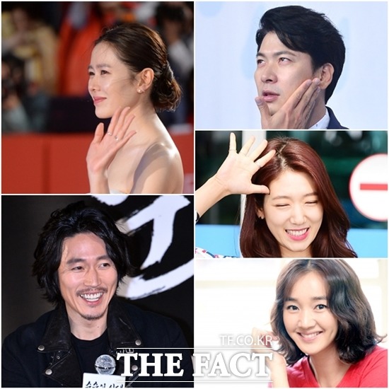 11시부터 시계방향으로 손예진-김상경-박신혜-수애-장혁. 사진 속 배우들은 모두 10년 넘게 한 소속사에 몸담고 있다. /더팩트 DB