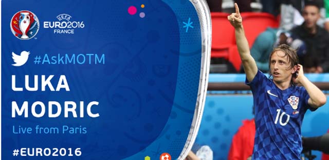 크로아티아, 터키 격파! 크로아티아가 유로 2016 1차전에서 모드리치의 결승골을 등에 업고 터키를 1-0으로 꺾었다. 유럽축구연맹은 공식 트위터에 모드리치의 활약상을 전했다. /유럽축구연맹 트위터 캡처