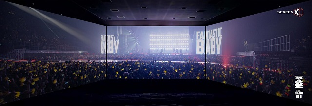 영화 빅뱅 메이드가 상영되고 있는 스크린X 화면. 영화 빅뱅 메이드가 빅뱅 월드투어 무대를 현장감 있게 관객에 전달했다. /CJ CGV 제공