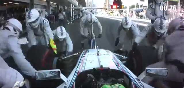 지난달 아제르바이잔 바쿠에서 열린 유럽 그랑프리에서 윌리암스 팀이 피트스톱 1.92초를 기록했다. /유튜브 캡처