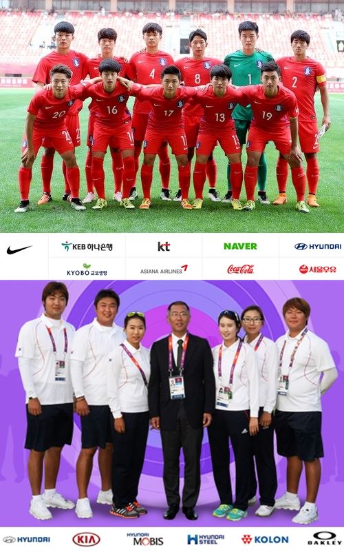 비인기 종목에 대한 후원이 부족한 것과 달리 축구와 양궁 등 인기 종목에는 대기업들의 후원이 줄을 잇는다. /대한축구협회·대한양궁협회 홈페이지