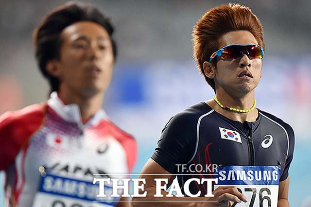 김국영, 한국 신기록 도전! 김국영이 리우올림픽에서 100m 한국 신기록 경신에 나선다. 김국영이 지난 2014년 인천 아시아경기대회에서 레이스를 펼치고 있다. /더팩트 DB