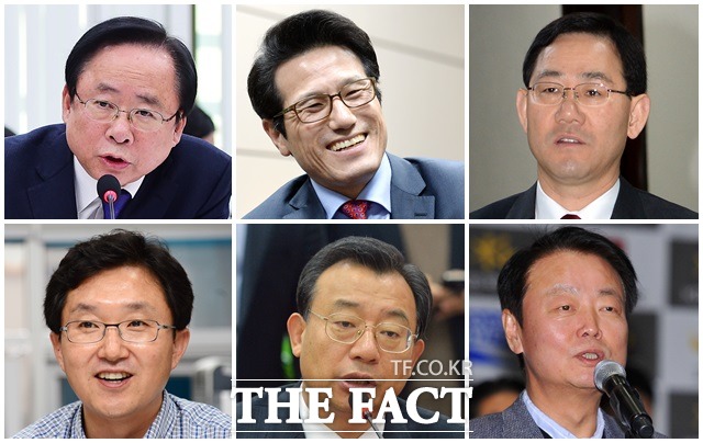 새누리당 당 대표 경선 출마를 선언한 이주영, 정병국, 주호영, 한선교, 이정현, 김용태 의원(사진 왼쪽부터 시계 방향으로)./더팩트DB