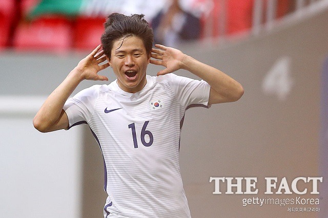 한국 vs 온두라스. 한국이 14일 온두라스와 리우올림픽 준결승 진출을 다툰다. 멕시코전에서 결승골을 터뜨리고 기뻐하는 권창훈. /브라질리아=게티이미지