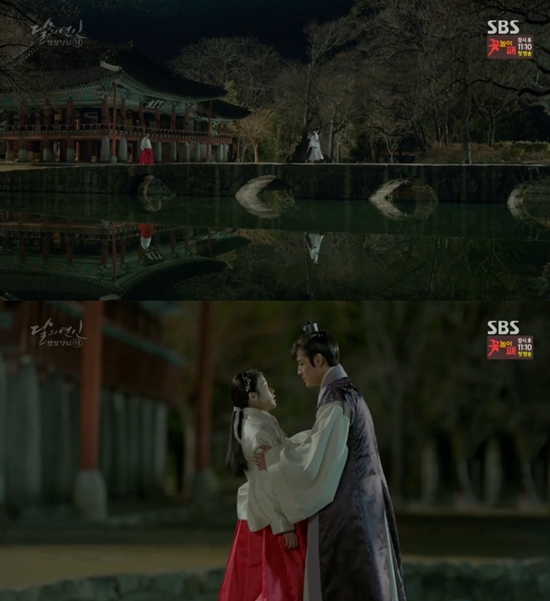 아이유의 어깨를 덥석 잡은 강하늘. 5일 오후 10시 방송된 SBS 월화드라마 달의 연인-보보경심 려에서는 강하늘이 아이유에게 애절한 마음을 내비쳤다. /SBS 달의 연인 보보경심 려 방송 캡처