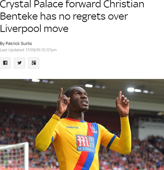 벤테케 인터뷰 벤테케가 18일 보도된 스카이스포츠와 인터뷰에서 리버풀을 떠난 이유를 설명했다. / 스카이스포츠 홈페이지 캡처