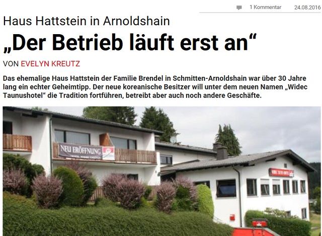 슈미텐 지역신문은 비덱 타우누스 호텔 재개장과 비덱이라는 회사에 관해 개장 두 달 후인 지난 8월 24일 호텔과 관련한 종합적인 내용을 보도했다. /독일 프랑크푸르트 슈미텐 지역지 누리집 갈무리