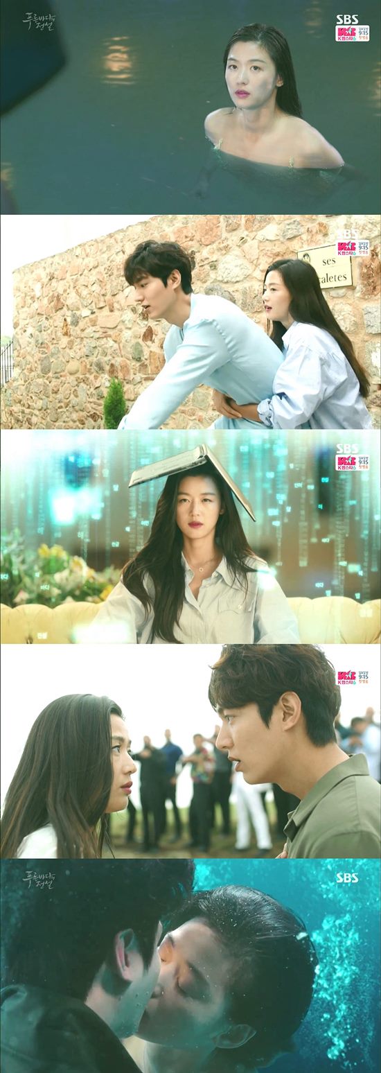 전지현표 인어 성공적. 배우 전지현이 SBS 수목드라마 푸른 바다의 전설에서 인어 캐릭터로 분해 환상적인 장면을 연출했다. /푸른바다의 전설 방송 캡처