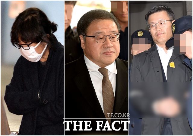 최순실 게이트와 관련돼 구속기소된 최순실, 안종범 전 청와대 정책조정수석, 정호성 전 청와대 부속비서관(왼쪽부터). /더팩트DB