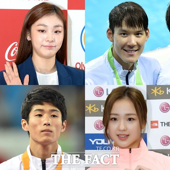 때아닌 논란에 휘말린 스포츠 스타들. 김연아 박태환 손연재 양학선(왼쪽 위부터 시계방향) 선수가 국정농단 논란의 중심에 섰다. /더팩트 DB