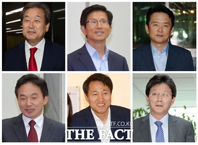 김무성 전 새누리당 대표와 김문수 전 경기지사, 남경필 현 경기지사(위 왼쪽부터)와 원희룡 제주지사, 오세훈 전 서울시장 등 여권 내 잠룡 5인은 지난 1일 최순실 사태와 관련해 현 지도부의 사퇴를 촉구했으나 유승민 전 새누리당 원내대표(아래 왼쪽부터)는 동참하지 않았다./더팩트DB