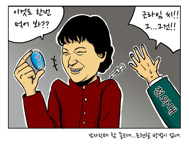 청와대 비아그라 구매 논란이 커지고 있는 가운데 박근혜 대통령과 도널드 트럼프 당선인의 비아그라 논란이 눈길을 끌고 있다. /김동휘 웹툰작가 제공