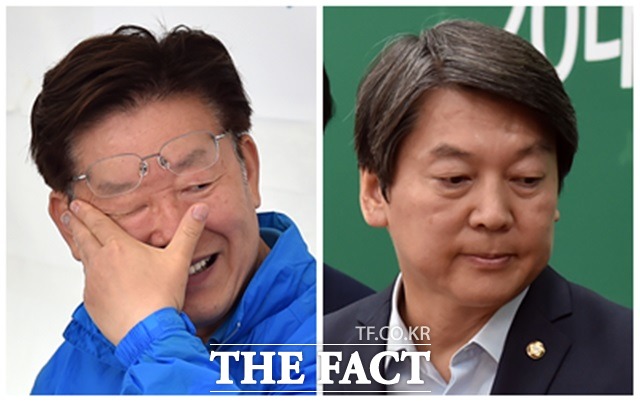 24일 여론조사기관 리얼미터에 따르면, 이재명(왼쪽) 성남시장이 안철수 전 국민의당 상임공동대표를 꺾고 잠룡 3위로 올라섰다./더팩트DB