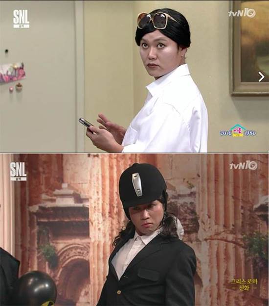 엄마와 딸. 지난 5일 방송된 SNL코리아에서는 최순실과 딸 정유라를 풍자한 코너가 방송됐다. /tvN SNL코리아 방송 캡처