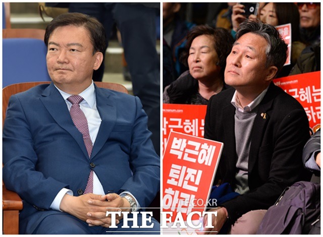 민경욱, 표창원 탄핵 반대에 이의 제기. 민경욱(왼쪽) 새누리당 의원이 표창원 더불어민주당 의원의 지난달 30일 탄핵 반대 의원 명단 공개와 관련해 윤리위원회에 제소하겠다고 한 것으로 알려졌다./더팩트DB