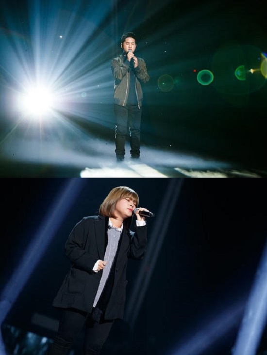 무대 위 김영근-이지은. Mnet 슈퍼스타K 2016 결승전에서 김영근과 이지은(아래)이 대결을 펼친 결과 김영근이 최종 우승했다. /Mnet 제공