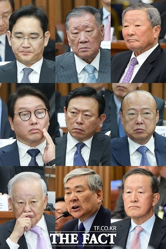 박근혜 대통령은 미르재단과 K스포츠재단 설립을 위한 자금 지원을 요청했고 12월 6일 기업총수들은 국정조사특별위원회 청문회에 나섰다.