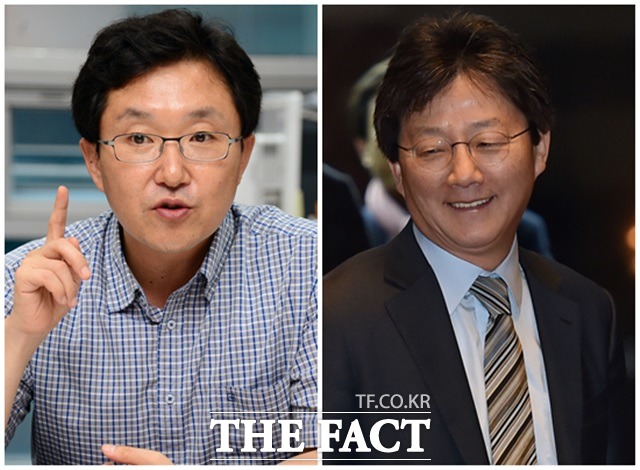 김용태, 유승민 압박. 무소속 김용태(왼쪽) 의원은 18일 자신의 페이스북에 유승민 의원에게 보내는 편지의 제목의 글을 올려탈당 후 신당 창당을 제안했다./더팩트DB
