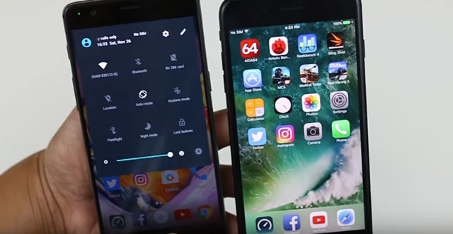 원플러스의 원플러스 3T와 애플의 아이폰7플러스을 놓고 성능 대결을 펼친 영상이 동영상 전문 사이트 유튜브에 올라왔다. /유튜브 영상 갈무리