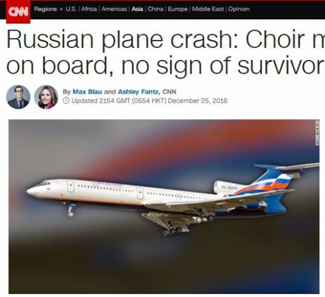 흑해에 추락한 러시아 군 수숭기 러시아 군 소속 항공기가 흑해에 추락한 가운데 탑승객 전원이 사망했다./BBC화면 캡처