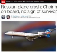  흑해에 추락한 러시아 군 수송기, '테러 가능성 조사중!, 탑승객은 전원 사망'