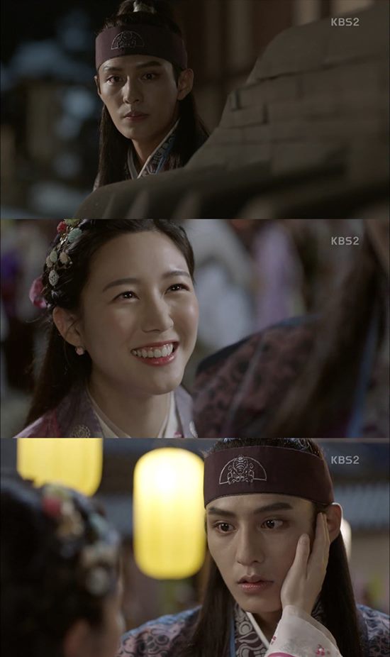 KBS2 월화드라마 화랑에서 도지한(아래)과 이다인이 러브 라인을 예고했다. /화랑 방송 캡처