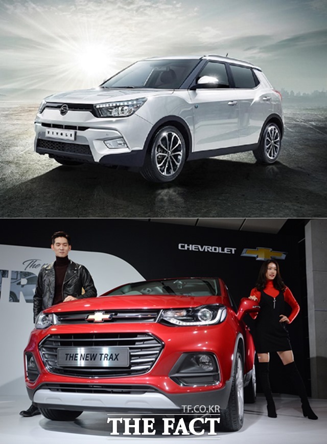 켄보 600의 경쟁 차종으로 쌍용자동차의 티볼리와 한국지엠의 트랙스로 꼽히고 있다. /쌍용자동차, 더팩트 DB