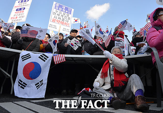 태극기는 박근혜 대통령 탄핵 반대를