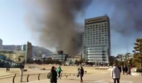  부산 화재 발생, '수영구 광안동의 공사장에서 치솟은 불'