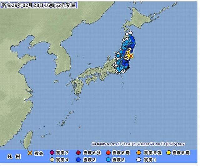 일본 지진 후쿠시마원전 방사선량 변함 없나(?) 일본 후쿠시마 앞바다에서 규모 5.6의 지진이 발생한 가운데 원전주변에서 방사선량의 변화가 감지되지 않았다./일본 기상청 홈페이지