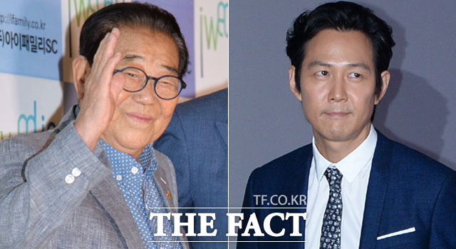 IBK기업은행은 새 광고모델에 배우 이정재(오른쪽)를 선정했다고 17일 밝혔다. 그동안 기업은행 모델로 활약한 송해의 광고계약 기간은 오는 3월 말까지다. /더팩트 DB