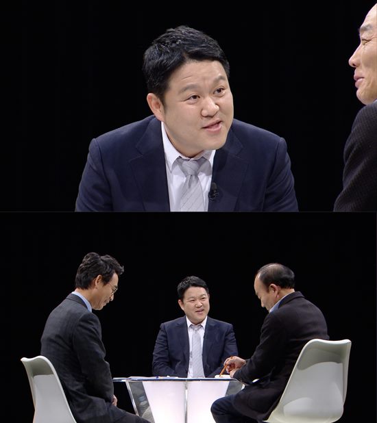 김구라(위) 유시민(아래 왼쪽) 전원책이 썰전 추가 녹화에 참여했다. /JTBC 제공