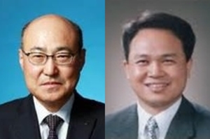 신한금융지주는 22일 이사회 운영위원회를 열고 신한은행 우영웅 부행장(왼쪽)과 진옥동 부행장을 지주회사 부사장으로 선임했다고 밝혔다. /신한금융 제공